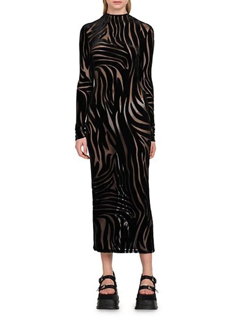 Shop Versace Velour Zebra Stripe Midi